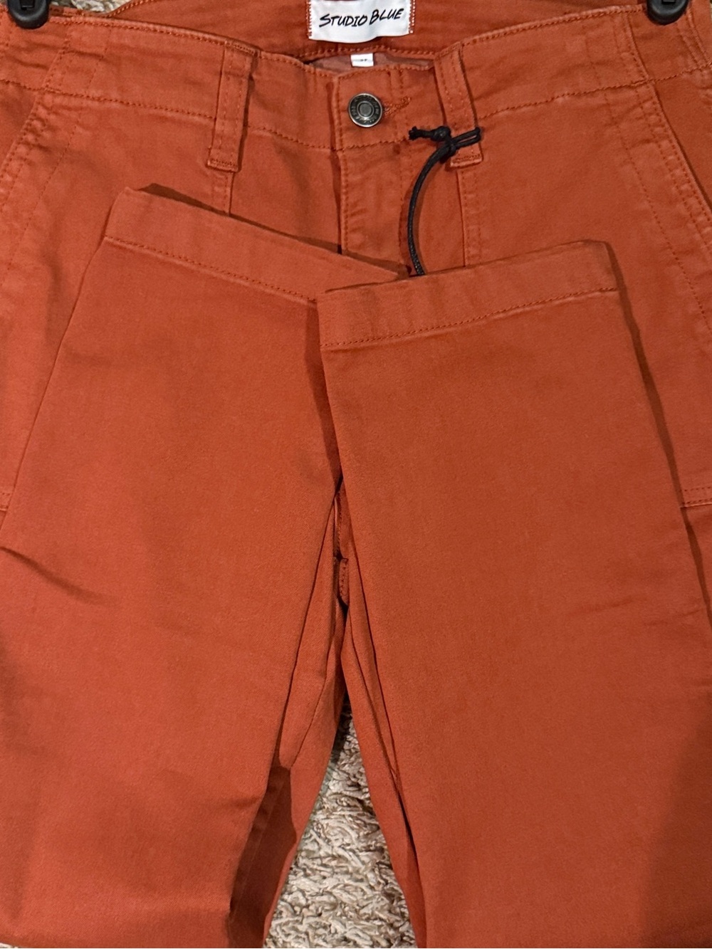 Studio Blue Rust Utility Crop Pants High Rise Stretch Cotton NWT Ankle 4/27 - Picture 4 of 8